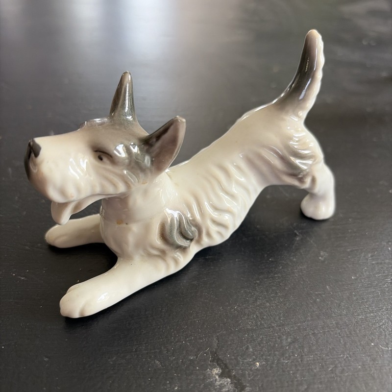 Fox Terrier? Dog Figurine Antique / Vintage 5in x 3in JAPAN