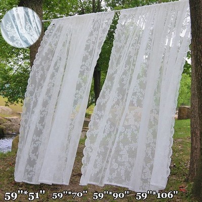 Voile Spitze Blumen Vorhänge Transparent Vorhang Schlitz oben Tür Vorhänge Picknick Dekor Terrasse