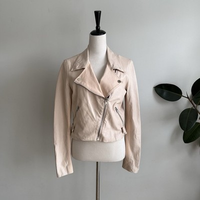 SACHIN & BABI Lamb Leather Moto Jacket Cloud Pink 6 Biker  Fabric Combo