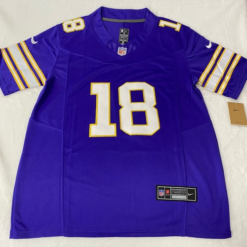 New!! Justin Jefferson #18 Minnesota Vikings Blue Stitched Jersey