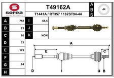 Antriebswelle Vorne Rechts 752Mm für Renault Megane I Ba0/1 1.6 1.8 1.9 01-03