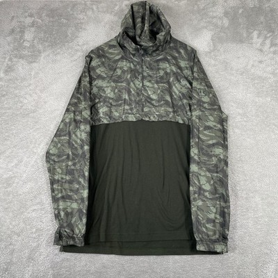 Under Armour Camo Windbreaker Mens Large Quarter Zip Hooded Pullover Jacket