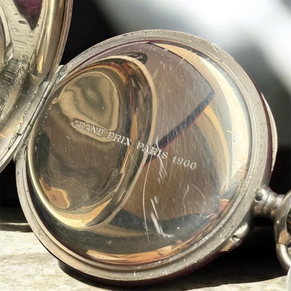 Antiguo Reloj de Bolsillo ZENITH Mecánico Gran Premio Suizo Plata Opan Face Caja Antiguo Foto 3 de 4