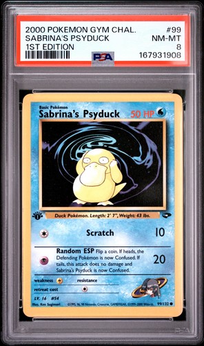 2000 POKEMON GYM CHALLENGE 1ST EDITION #99 SABRINA'S PSYDUCK PSA 8