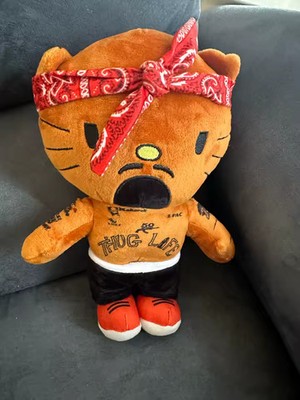 Hello Kitty As TUPAC SHAKUR Rapper Plush Doll Soft Stuffed Figure Plush Toy 25cm