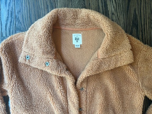 Billabong Teddy Bear Sherpa Coat Orange Brown Oversized Small - Picture 5 of 18