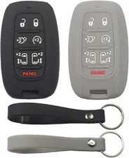 2Pcs Rubber Silicone 7 Buttons Remote Smart Key Fob Cover Ca Coor: Black Gray