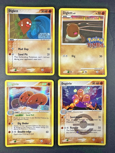 Diglett & Dugtrio 4 card lot Reverse Holo Pokemon Rumble Crystal ...