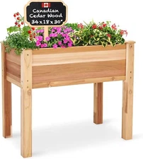 Jumbl Raised Canadian Cedar Garden Bed | Elevated Wood Planter for Growing Herbs