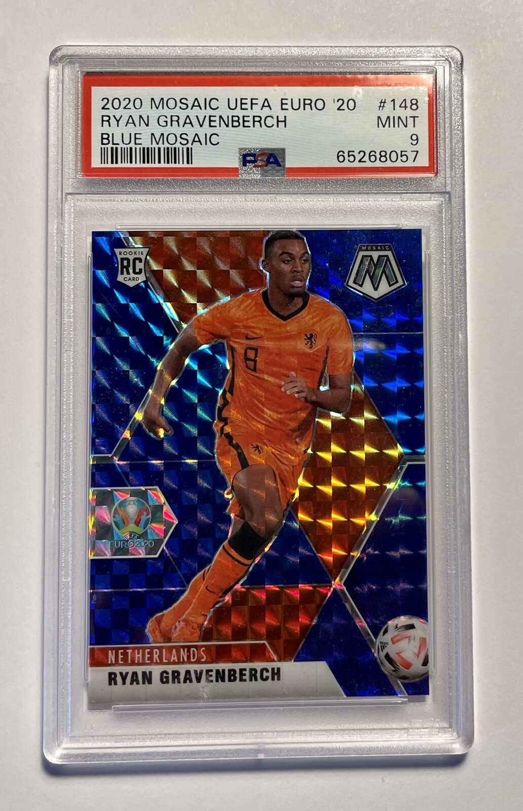 2020 Panini Mosaic Euro 2020 Mosaic Blue /99 Graded PSA 9 Ryan Gravenberch #148