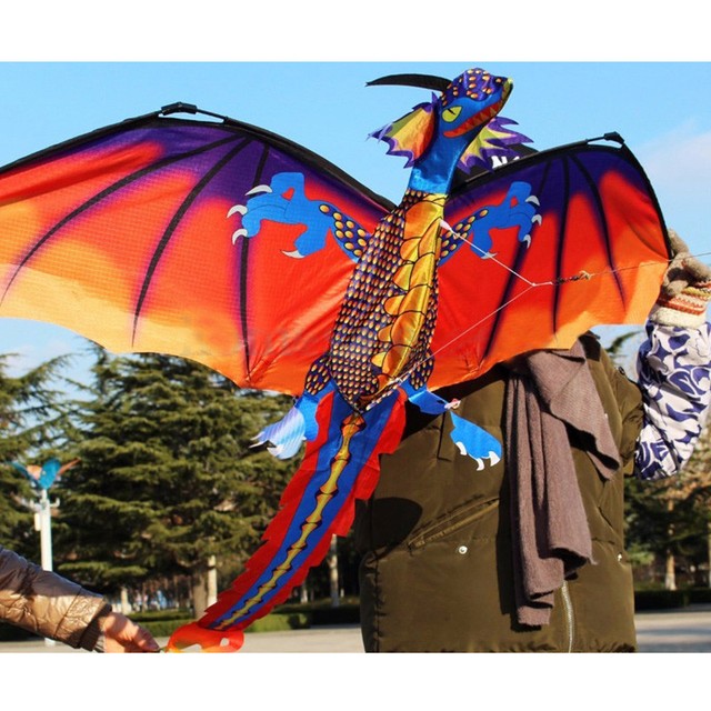 3d Dragon Kite Single Line With Tail Family Outdoor Sports Toy