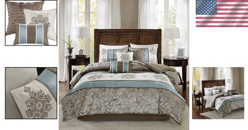 Caroline King 7-Piece Comforter Set - Luxurious Jacquard with Embroidered Detail - Picture 2 of 11