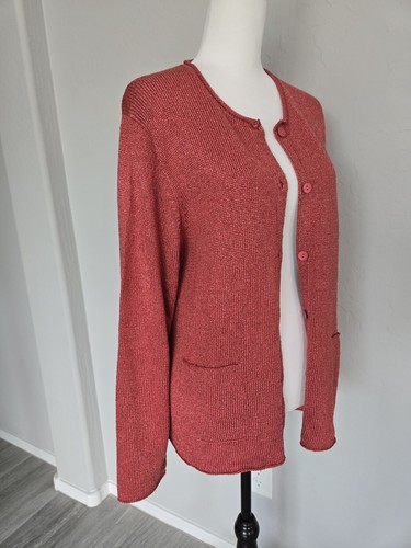 Eileen Fisher Silk Blend Jacket Sweater Round Neck Cardigan Fresia Sz L NWT - Picture 8 of 14