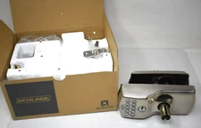 Schlage Camelot Keypad Entry with Flex-Lock and Accent Levers Satin Nickel