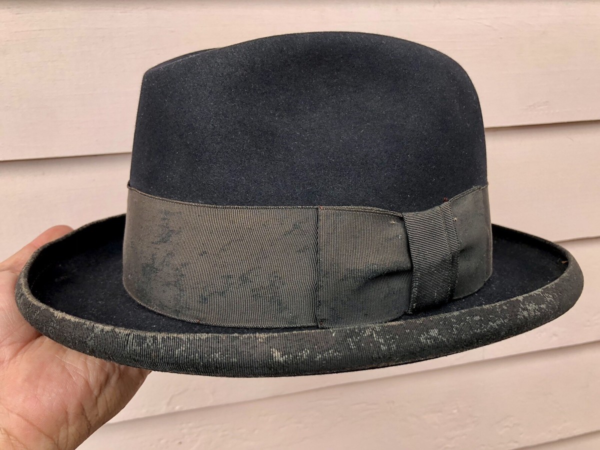Vintage Stetson 3X Black Fedora Hat w/ Kettle Curl Ribbon Vintage Stetson 3X Black Fedora Hat w/ Kettle Curl Ribbon