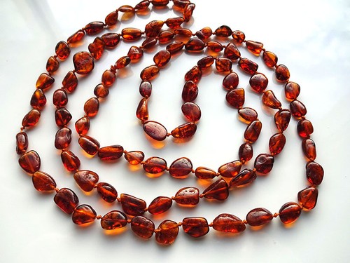 Collier Naturel En Ambre De La Baltique Cognac 120cm - Neuf Sans Emballage - Fait Main Lituanie