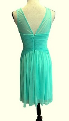 Cindy USA Aqua Blue Pleated Chiffon Dress Size Small $129