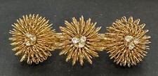Vintage Charles J Wahba Barrette Gold Tone Clear Rhinestones Made In France