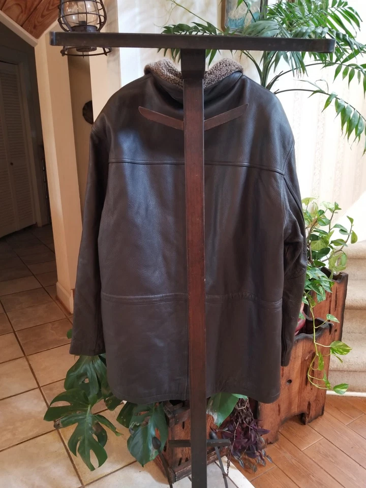 Chaqueta/abrigo vintage de cuero marrón Paradox XLT para hombre nuevo con etiquetas Foto 4 de 4