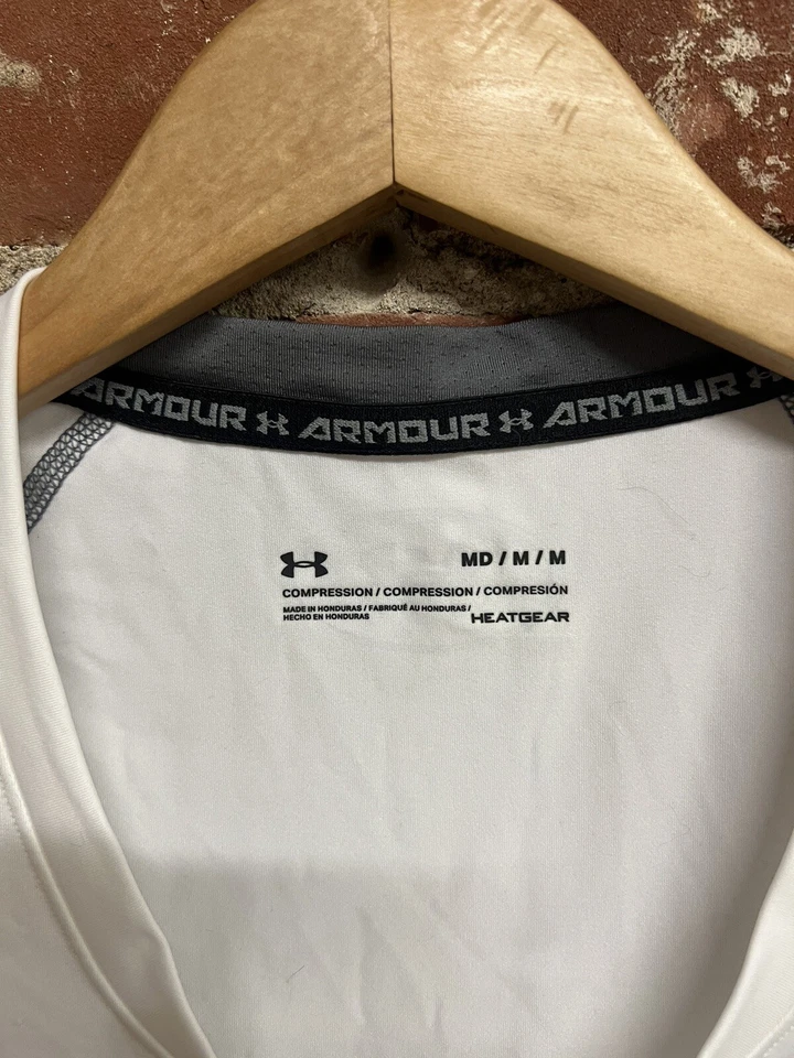 Men’s Under Armour Heatgear Sleeveless Compression Shirt White Medium - Image 3 of 3