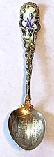 THE MONTICELLO HOTEL NORFOLK VA. STERLING SILVER SOUVENIR SPOON ENAMEL HANDLE