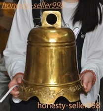13.6'' Ancient Tibetan temple brass Exorcism Bell Chung chimes clock statue
