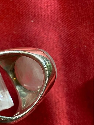 Rare Vintage Handmade 925 Sterling Silver Ring Caved Face In Quartz Stone - Imagen 5 de 9