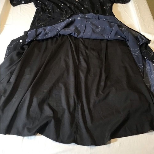 eShakti Womens Maxi Dress Size 24W Pockets Sheer Chiffon Celestial Black Witchy - Picture 13 of 16
