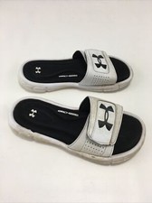Boys Under Armour 1287320-100 Ignite V white Slides Sz 4Y
