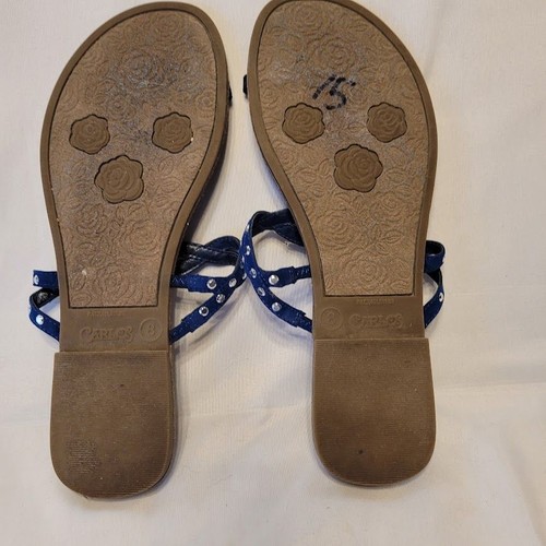 Sandalias planas tanga azul tachona Carlos Santana talla 8 - Imagen 7 de 8