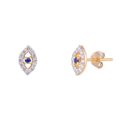 Evil Eye Ohrstecker 14K Gold Diamant Saphir Hochzeit Weihnachten Geschenk Sch...