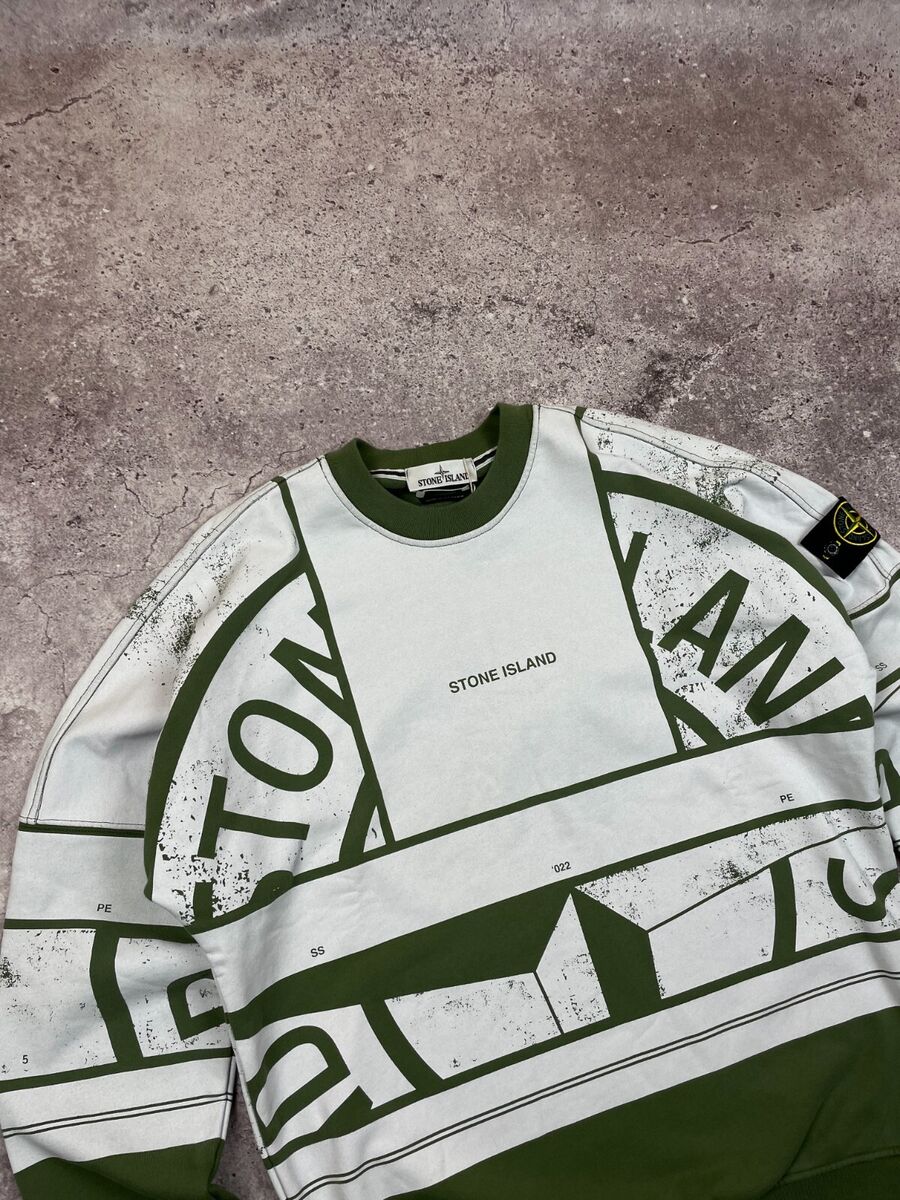 STONE ISLAND SWEATSHIRT 'MOSAIC FIVE' PRINT GREEN/WHITE | eBay STONE ISLAND SWEATSHIRT 'MOSAIC FIVE' PRINT GREEN/WHITE | eBay