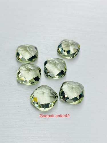 Green Amethyst Loose Gemstone Cushion Checkerboard Cut 11x11 MM 2 Pcs Lot E - Picture 5 of 7
