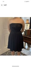 White House Black Market Strapless Black Satin Dress-Little Black Dress - Size14