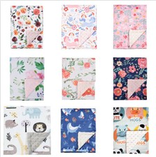 Baby Receiving Blanket/Crib Quilt Soft Minky Double Layer Dotted Backing 30x40"