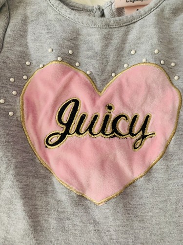 Juicy Couture Toddler Kids Peplum Sweater Top Sz 4 Grey Pink Heart Long Sleeve - Picture 4 of 12