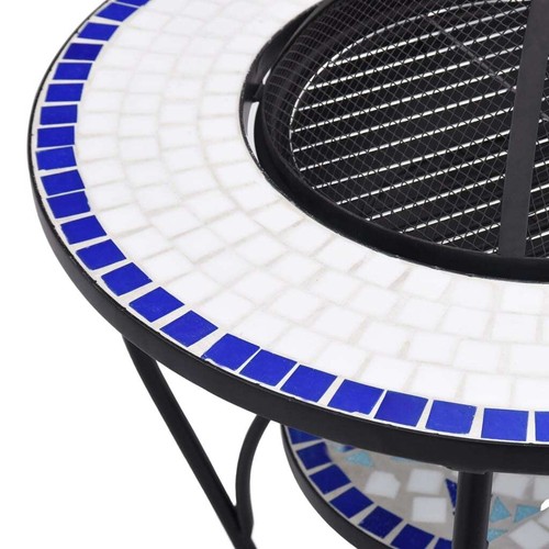 vidaXL Tavolo con Braciere a Mosaico Blu e Bianco 68 cm in Ceramica - Foto 5 di 9