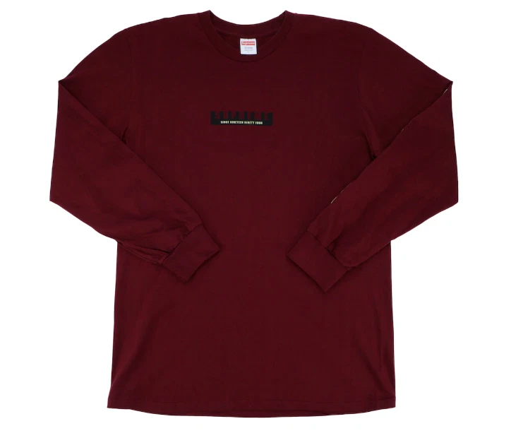 Tee Supreme 1994 LS   Bourgogne   FW18   Taille XL   NEUF   AUTHENTIQUE   Manches longues