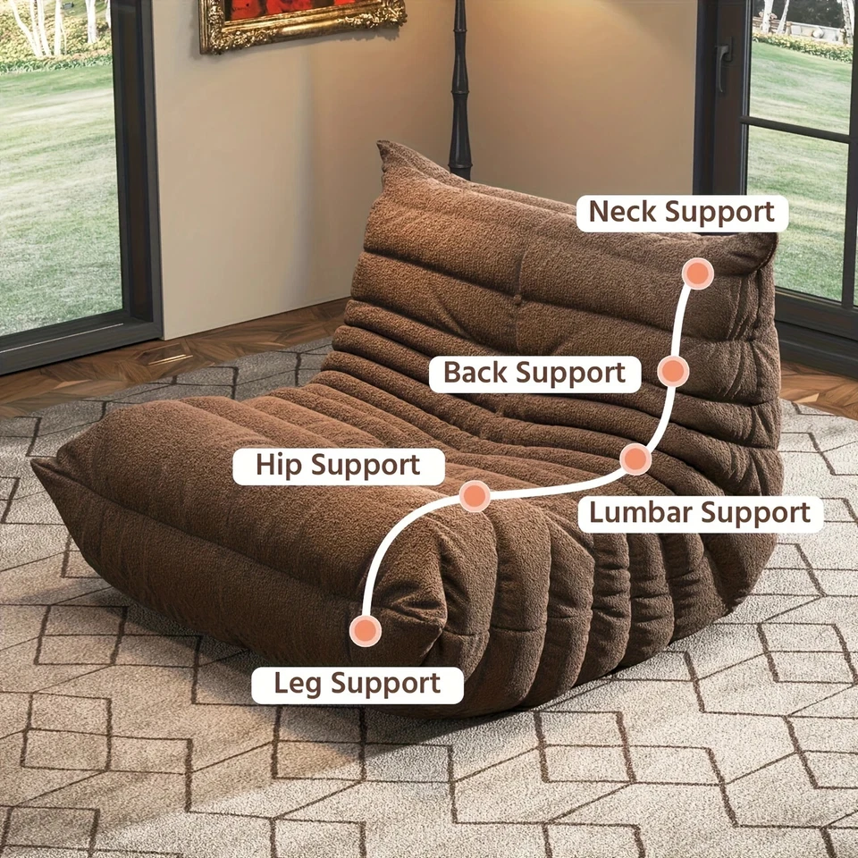 Sofá perezoso Caterpillar silla Beanbag sofá de piso de 1 a 3 asientos sofá cama de tatami Foto 3 de 4