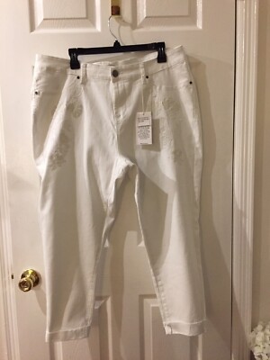 Dear John American Classic White Denim Crop Pants 20W  New With Tags