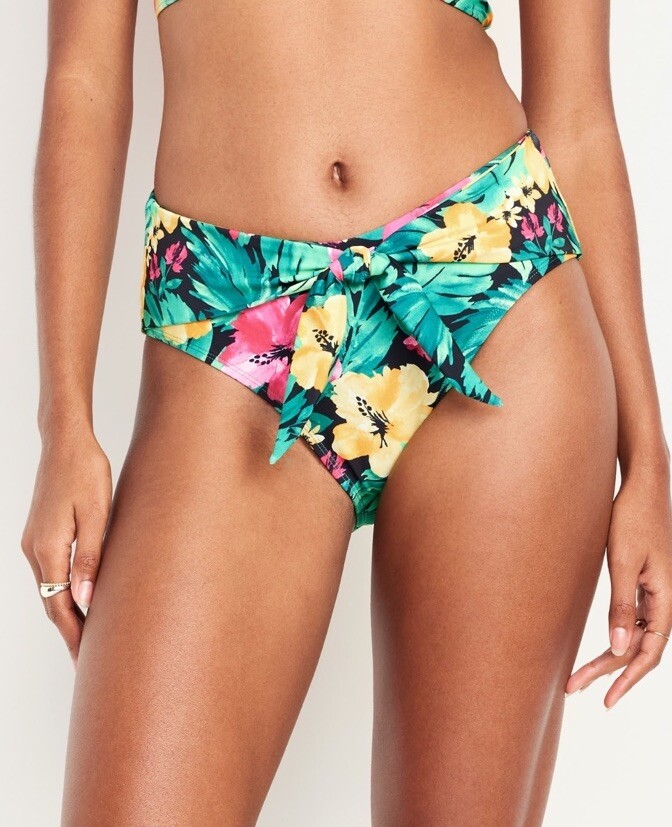 NWT Swimsuit Bikini Bottom Old Navy Women's High-Waisted Size XS Tropical  Floral