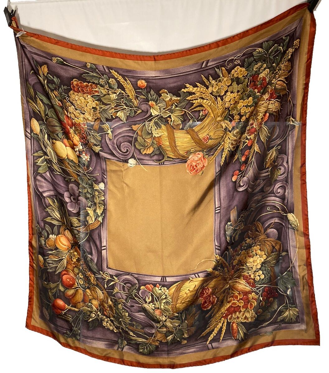 MANTERO VIII COLLECTION Classic Silk Scarf-Fruit & Floral MANTERO VIII COLLECTION Classic Silk Scarf-Fruit & Floral
