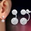 thumbnail 1 - 1 Pair Women Lady Jewelry Silver Double Beaded Rhinestone Crystal Stud Earrings