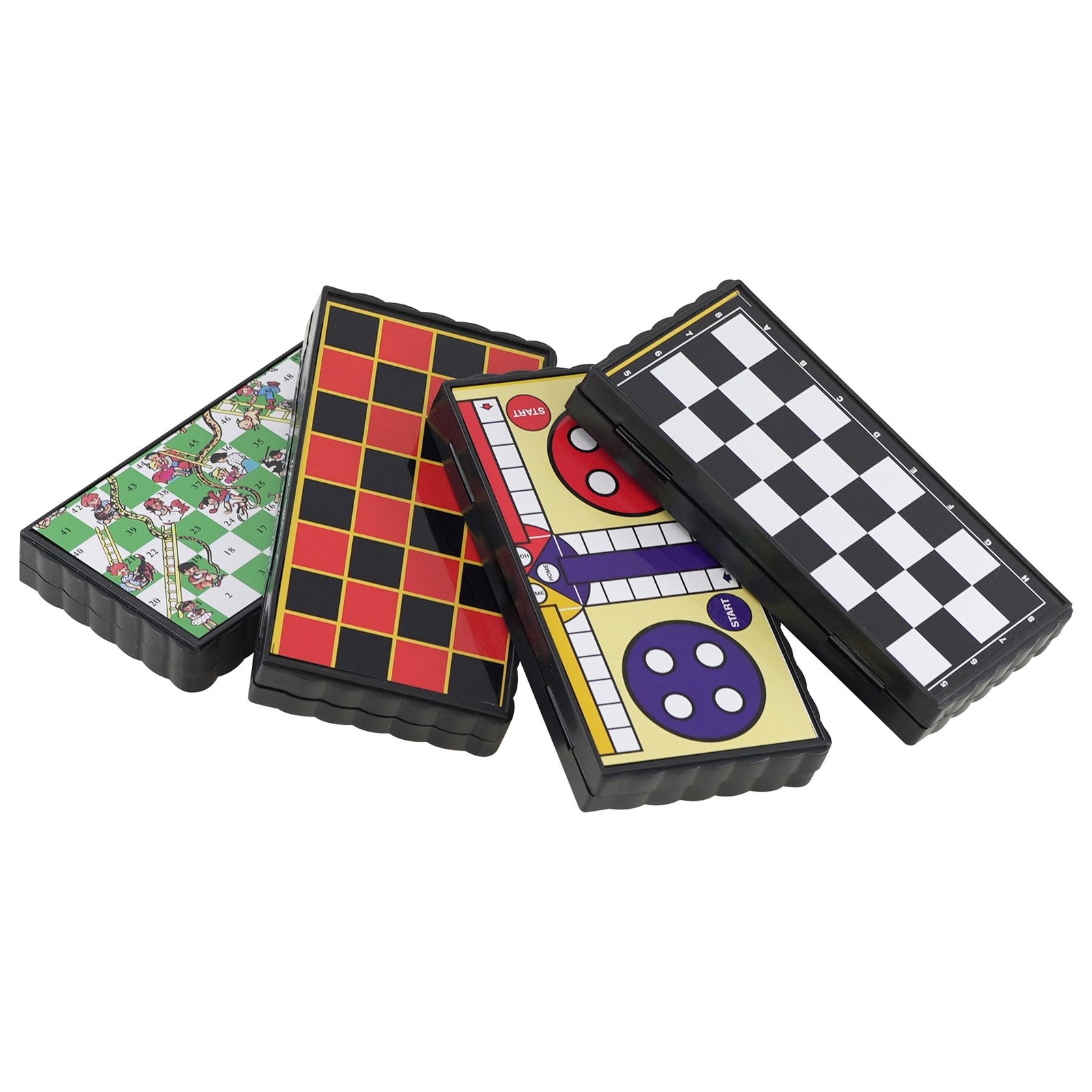 Travel Board Games Set of 4 Ludo Draughts Chess Snakes and