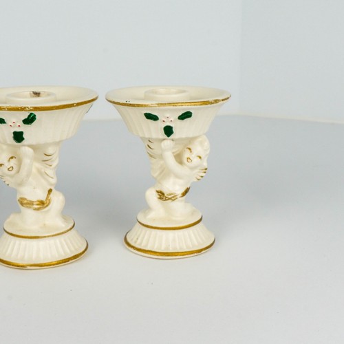 Vintage Ceramic Cherub Candle Holders Figurines Noel Japan Commodore Set of 4 - Picture 13 of 23