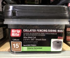 1,200 Grip Rite Collated 2-3/16" x .092 Wire Weld Coil Smooth Galvanized Nails