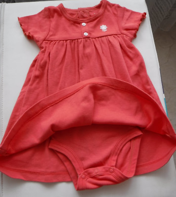 Carter´s - Baby Body - Kleid mit eingenähtem Body  - Lachs Rot - Gr. 9 Monate
