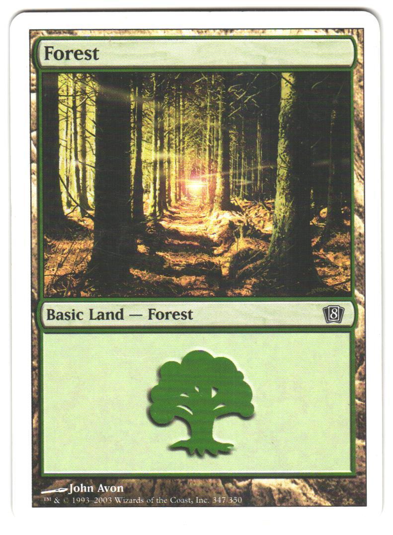 Magic_the_gathering 8th Edition Forest (347) #347 2003, LP Land