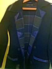 Gudrun Sjoden Women's Wool Coat Overcoat With Leather Detail Size Small 8