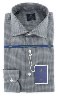 Luigi Borrelli Grau Hemd Slim Fit Kariert Größe 17, 17 1/2 (EV06423230RIO)